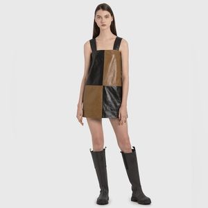 Ganni Lamb Leather Dress, Size Large, Brand New with Tags